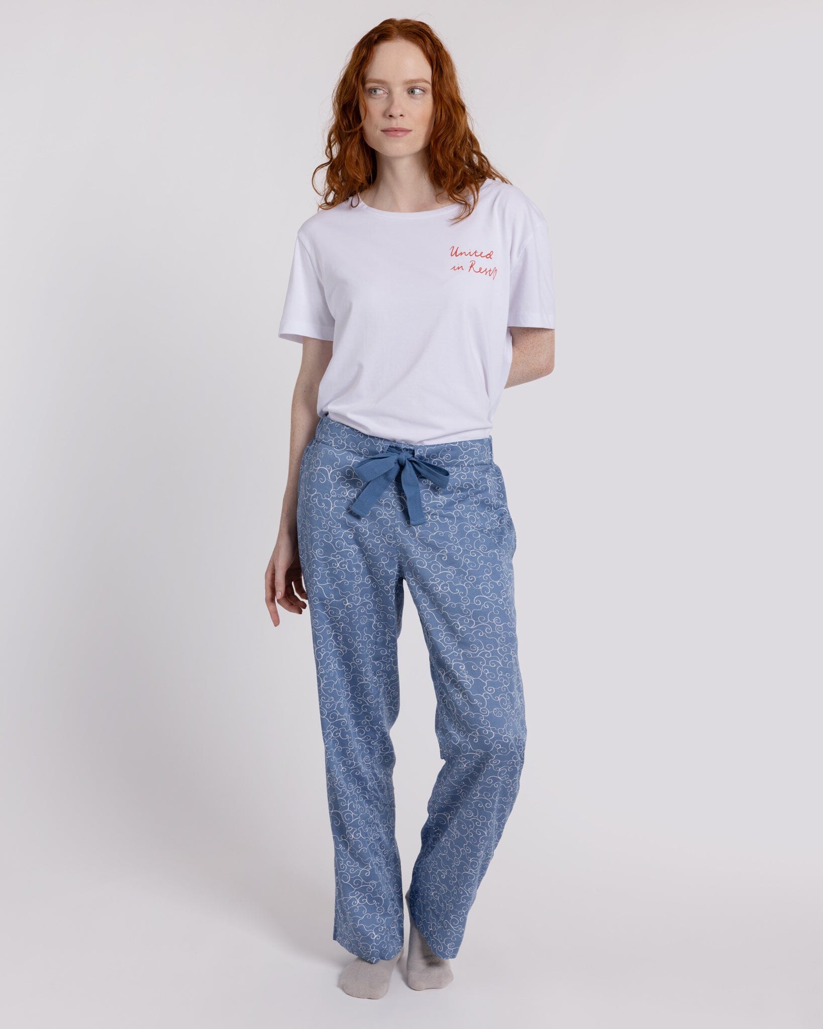 Organic Cotton Blue Pyjama Bottoms, Sky Ramble