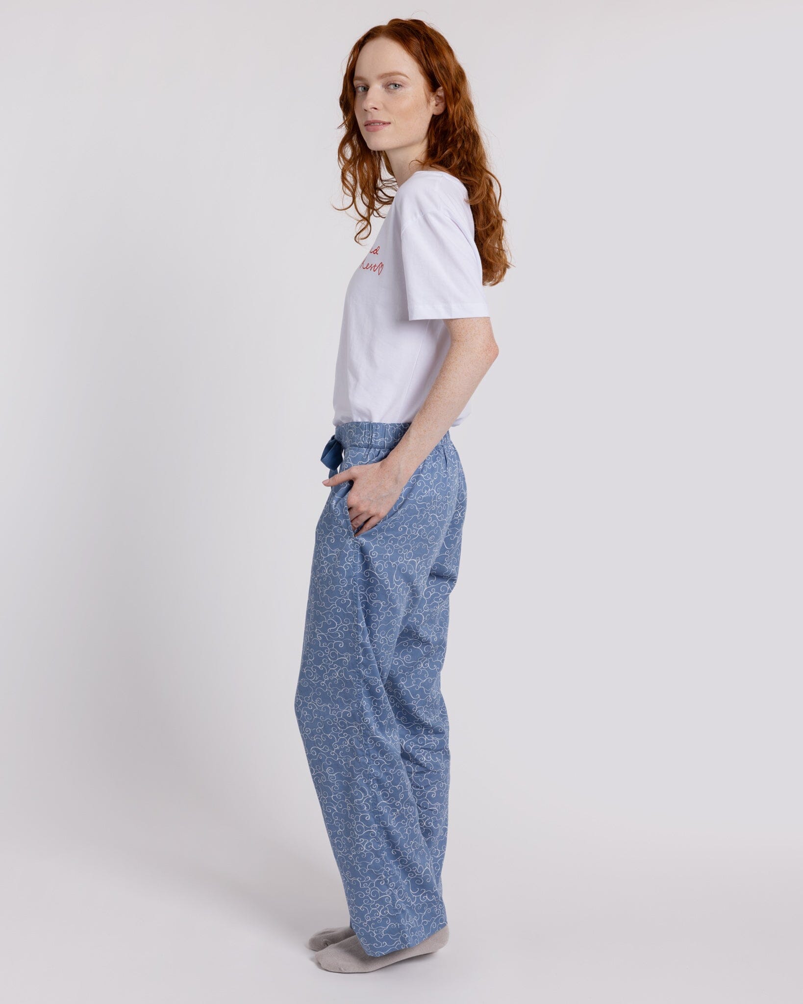 Organic Cotton Blue Pyjama Bottoms, Sky Ramble