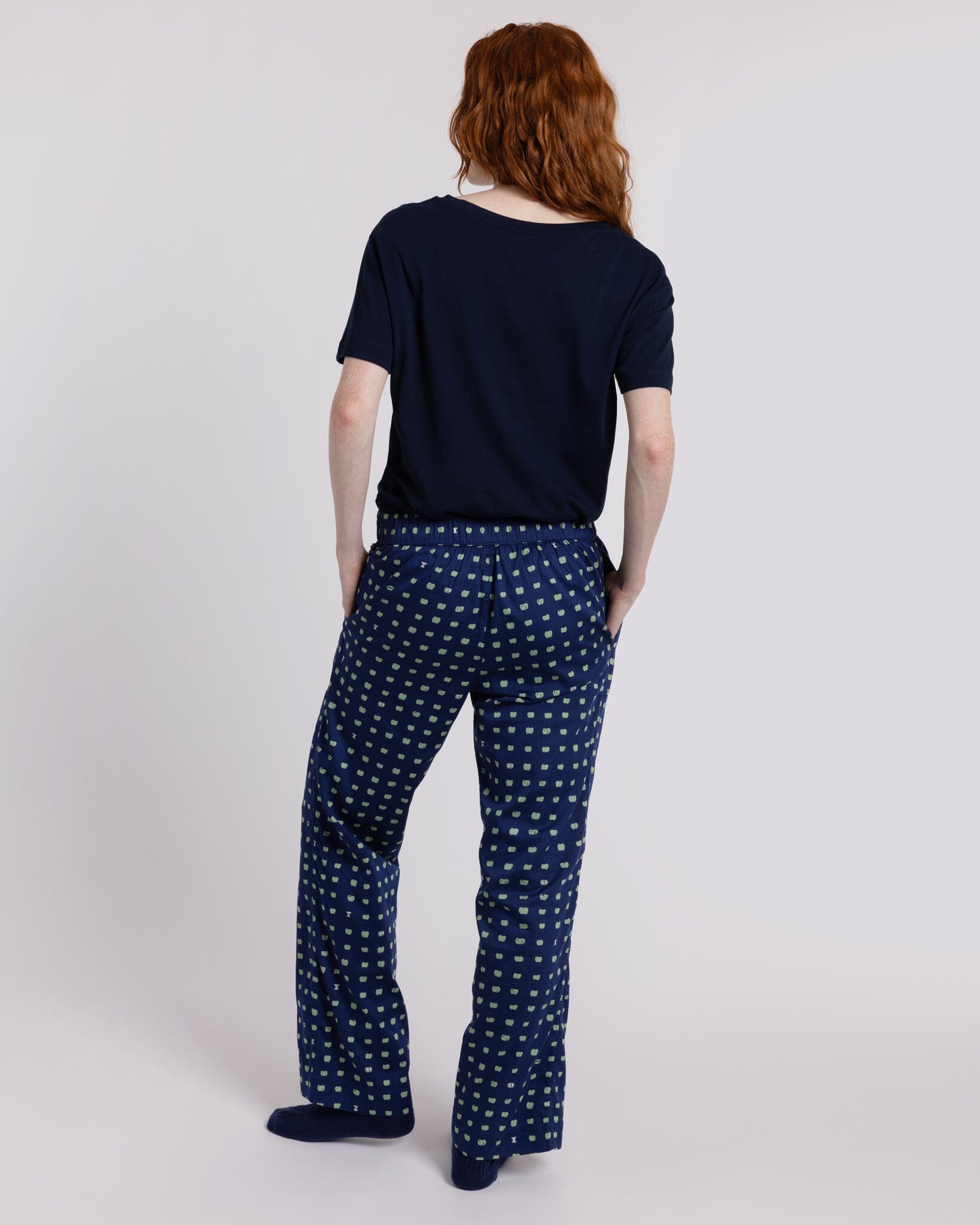 Organic Cotton Navy Pyjama Bottoms, Pipped