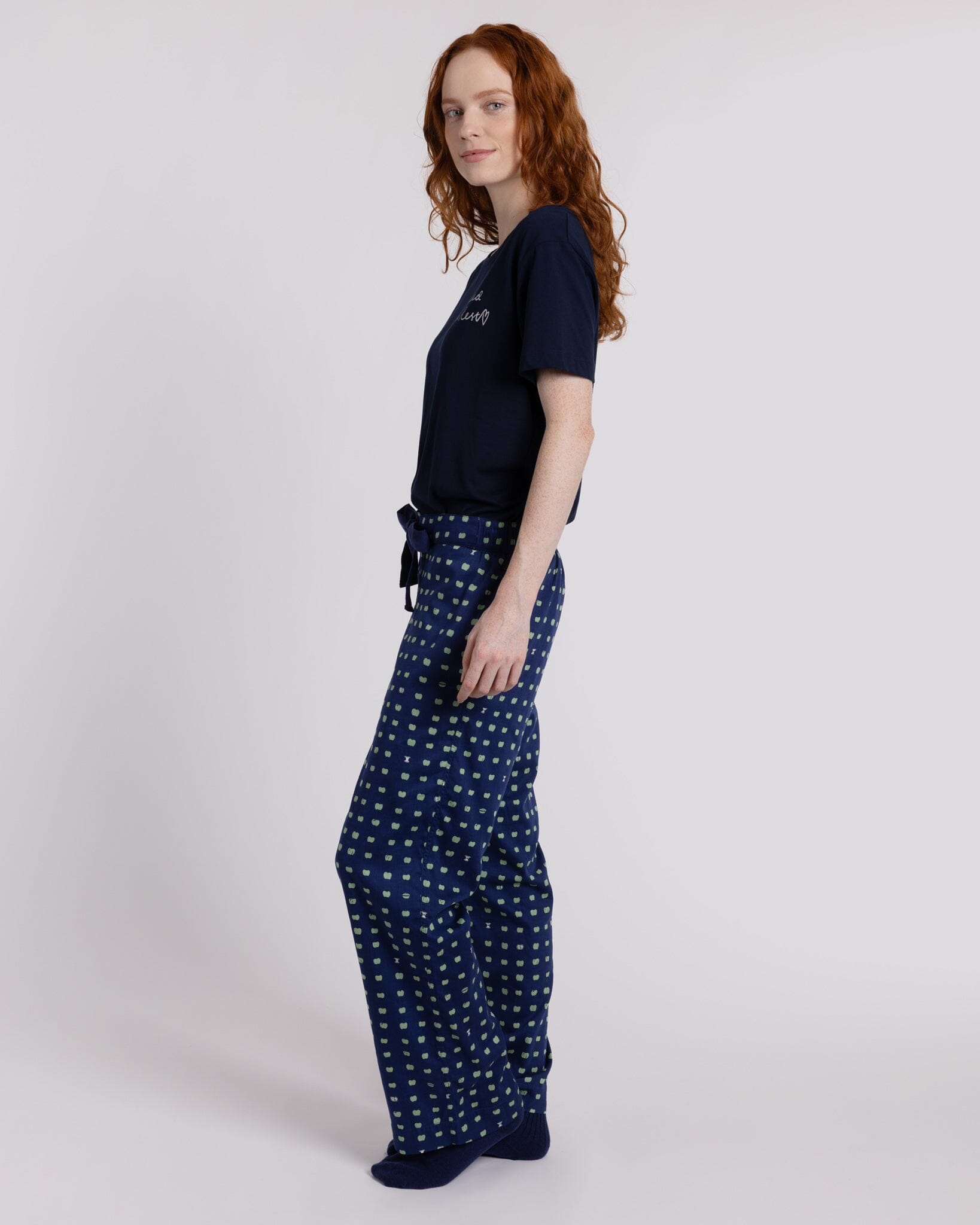 Organic Cotton Navy Pyjama Bottoms, Pipped