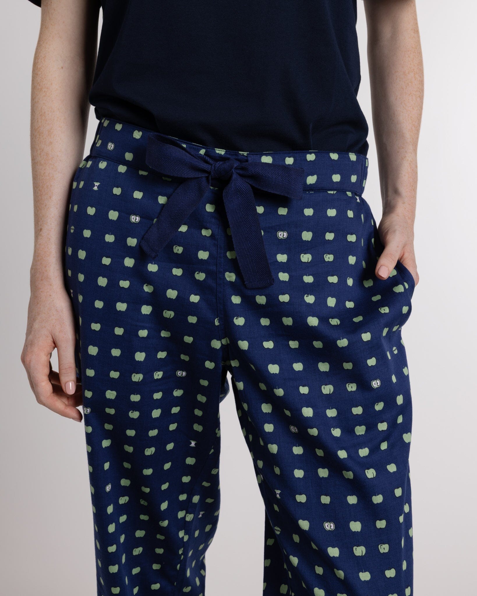 Organic Cotton Navy Pyjama Bottoms, Pipped