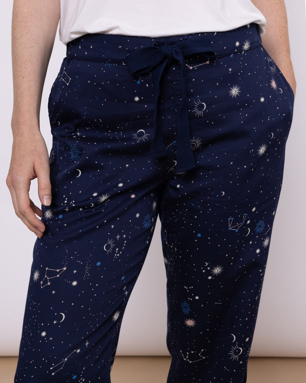 Organic Cotton Navy Pyjama Bottoms, Night Time