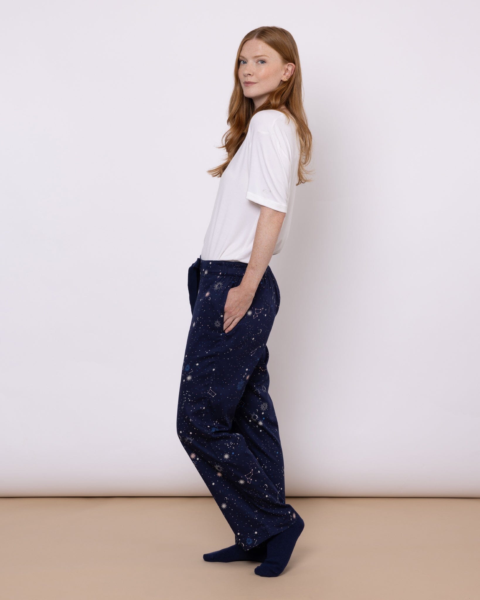 Organic Cotton Navy Pyjama Bottoms, Night Time